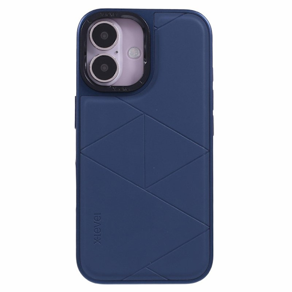 X-LEVEL Mobilskal till iPhone 16 Geometrisk PC+TPU+Läder Blå