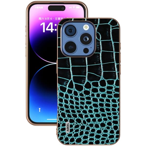 ABEEL Mobilskal till iPhone 16 Pro Electropläterad Äkta Läder - Grön
