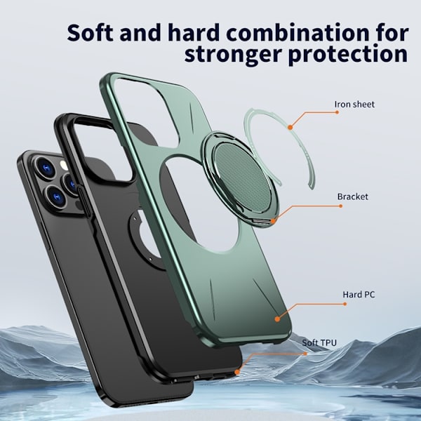 Mobilskal till iPhone 13 Pro MagSafe Rotating Kickstand TPU + PC Grön