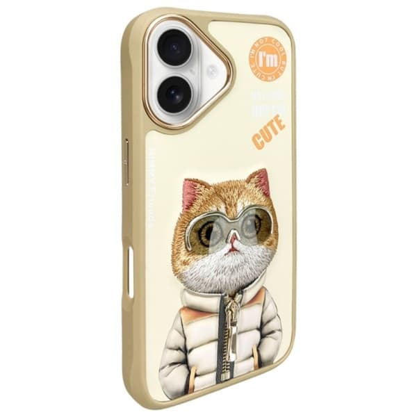 Nimmy Mobilskal till iPhone 16 Cool & Cute 2.0 Cat - Khaki Brun