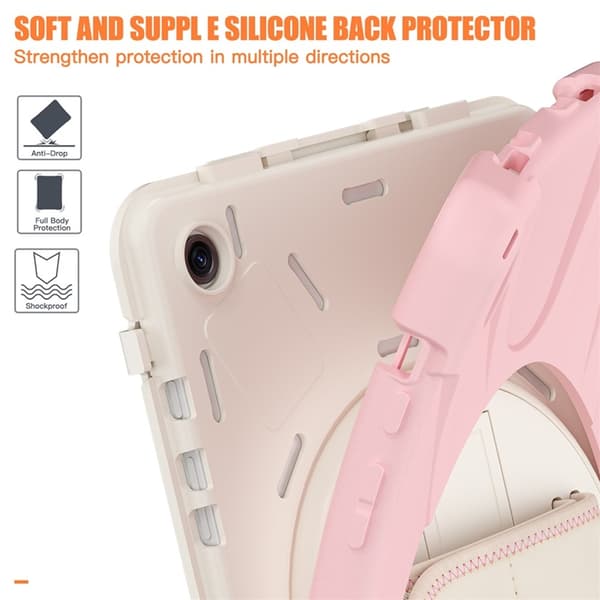 Mobilskal till Galaxy Tab A9 Plus Silikon Rotary Kickstand Rosa