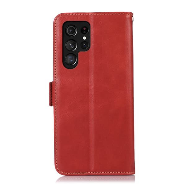 Samsung Galaxy S26 Ultra Plånboksfodral RFID Skydd Äkta Läder - Röd