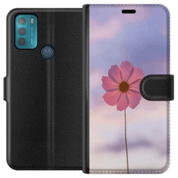 Pung Taske til Motorola Moto G50 med Lyserød Blomst