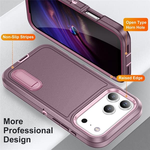 Mobilskal till iPhone 17 Pro Kickstand Silikon - Lila/Rosa Lila