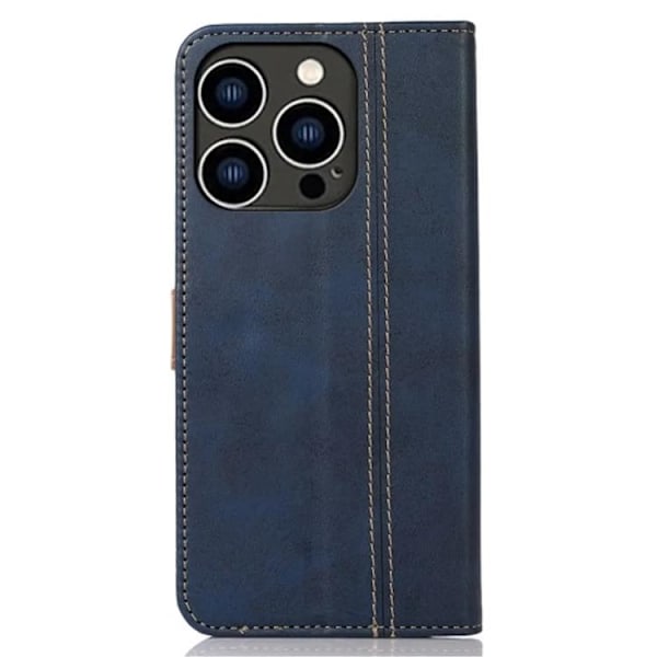 iPhone 15 Pro Plånboksfodral Skinnimmitation - Blå