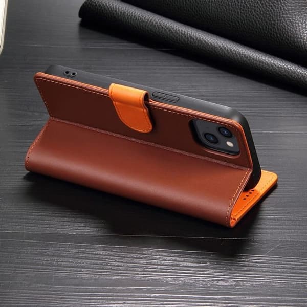iPhone 14 Pro Plånboksfodral Dual Flip - Brun Brun