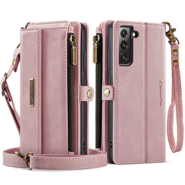 CASEME Konstläder Plånboksfodral för Samsung Galaxy S22+ 5G - Rosa