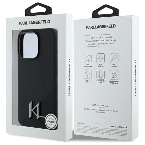 Karl Lagerfeld Mobilskal till iPhone 16 Pro MagSafe Shadow Metal Initial Svart