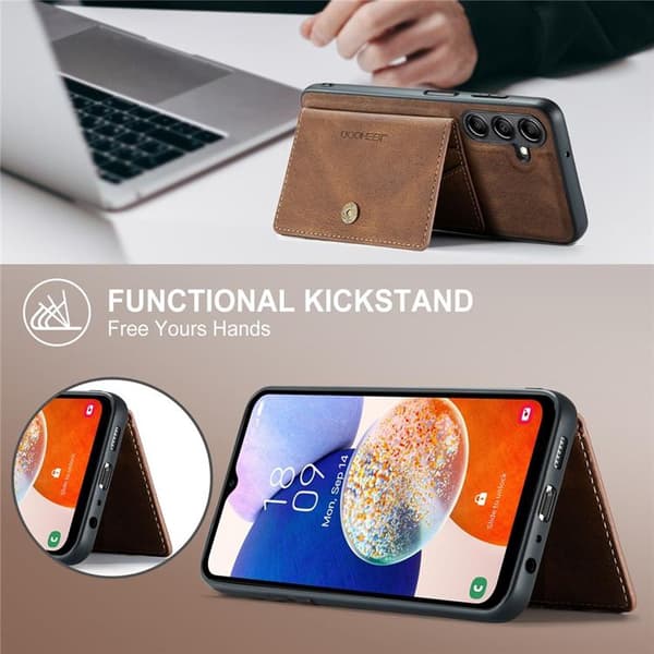 JEEHOOD Samsung Galaxy A13 5G Mobilskal Konstläder med Kortfack - Brun Brun