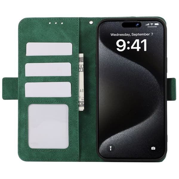 ABEEL Mobilskal till iPhone 15 Pro RFID-Skydd Kortfack Stöttålig Grön
