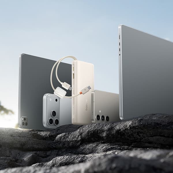 Baseus Powerbank 20000mAh Dual USB-C Kable 100W - Vit Vit