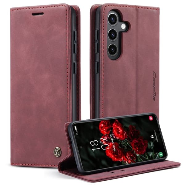 CASEME 013 Series Mobilskal till Samsung Galaxy S24+ KonstLäder Röd
