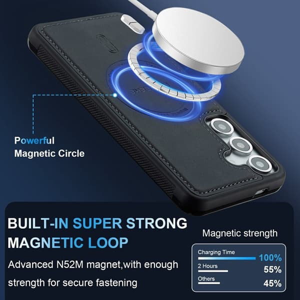 LC.IMEEKE Mobilskal för Samsung Galaxy S26 Plus Magnetiskt PU + TPU - Svart