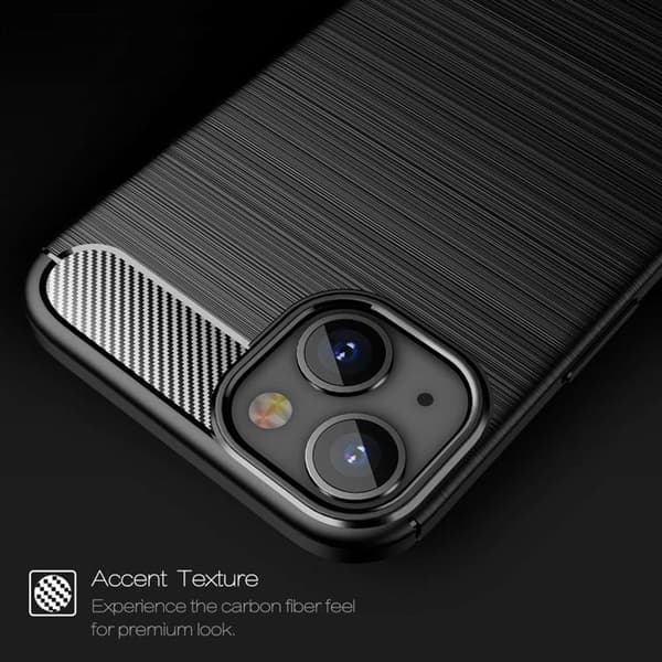 iPhone 14 Skal Carbon Fiber Texture - Svart Black