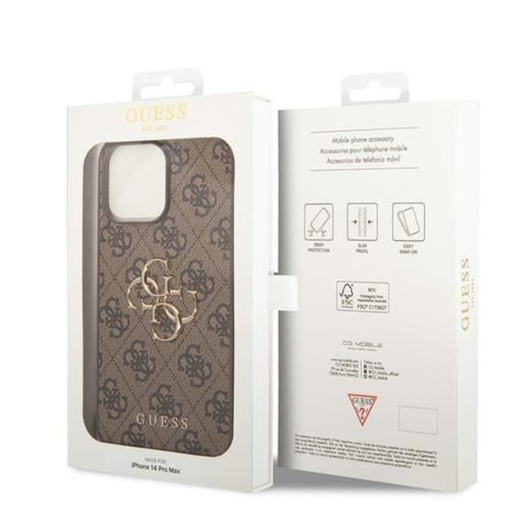 Guess iPhone 15 Pro Max Mobilskal 4G Big Metal Logo - Brun Brun
