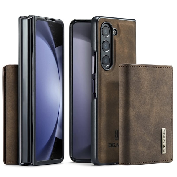 DG.MING Magnetiskt Avtagbart Plånboksfodral Samsung Galaxy Z Fold5 Brun