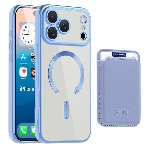 Mobilskal till iPhone 17 Pro Max MagSafe Korthållare TPU + PC - Blå Blå