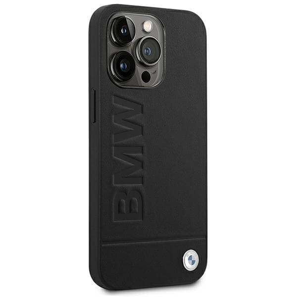 BMW Mobilskal till iPhone 14 Pro MagSafe Leather Stamp - Svart