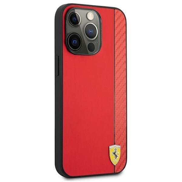 Ferrari Skal iPhone 13 Pro Max On Track Carbon Stripe - Rød Red