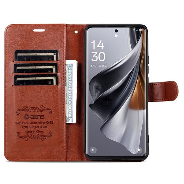 AZNS Samsung Galaxy A15 5G Plånboksfodral Anti-Scratch Konstläder - Brun