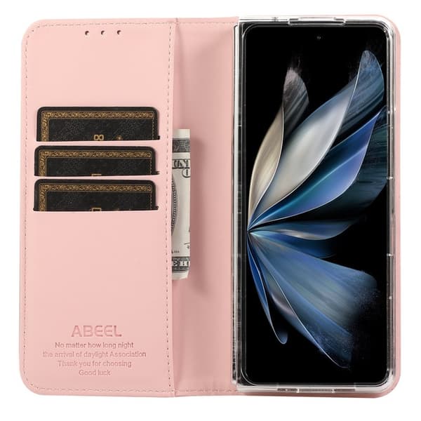ABEEL Samsung Galaxy Z Fold5 Plånboksfodral RFID-Skydd Konstläder - Rosa