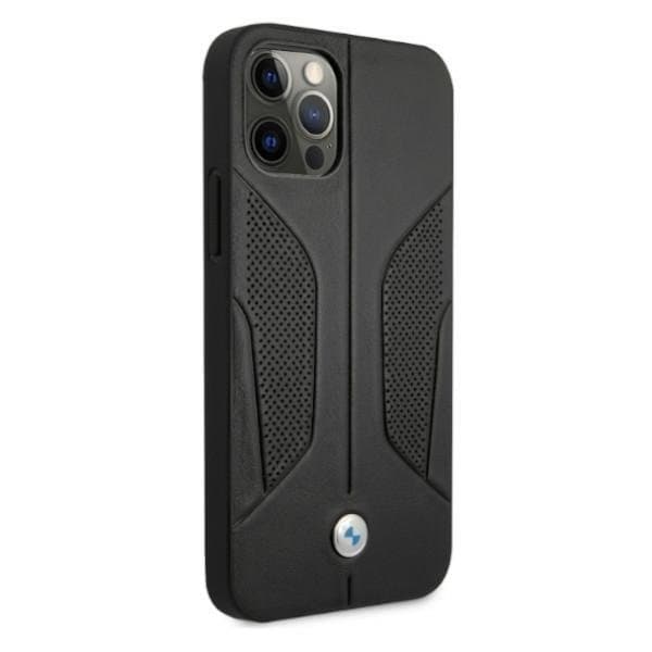 BMW Læder Perforate Sides Skal iPhone 12 / 12 Pro - Sort Black