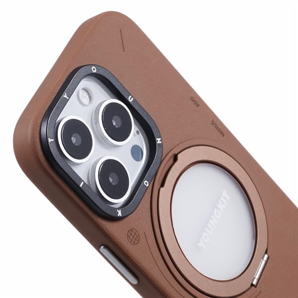 Youngkit Mobilskal till iPhone 16 Pro Max Magafe Rotating Kickstand - Brun Brun