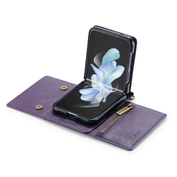 DG.MING Samsung Galaxy Z Flip4 Plånboksfodral RFID-Skydd Lila