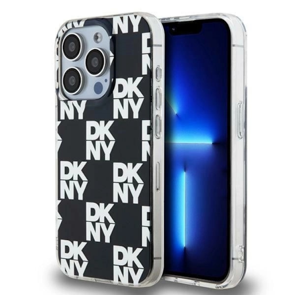 DKNY iPhone 15 Pro Mobilskal IML Checkered Mono Pattern Svart