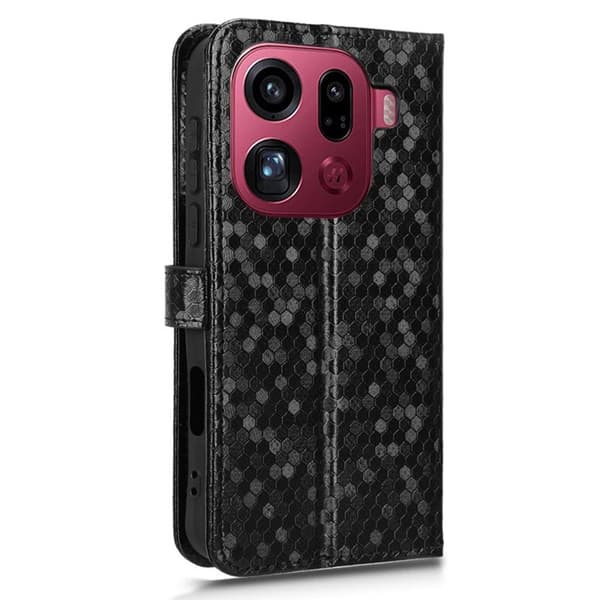 Oppo Find X9 Pro 5G Plånboksfodral Konstläder Dot Mönster - Svart