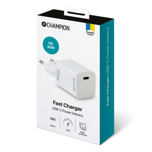 Champion Quick Charger USB-C PD 30W - Hvid