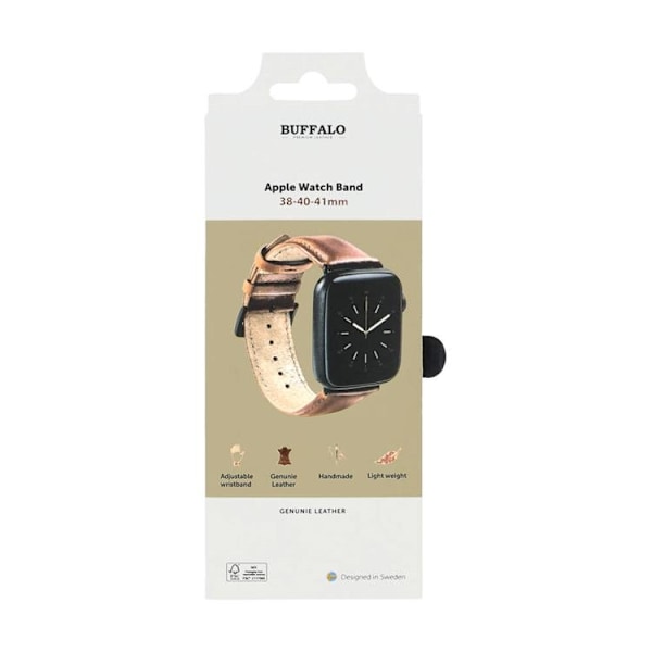 BUFFALO äkta läder Apple Watch 2/3/4/5/6/7/SE (41/40/38mm) Armband - Brun