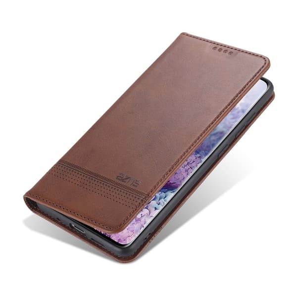 AZNS Auto-absorbed Leather Plånboksfodral för Samsung Galaxy S20 FE - Brun