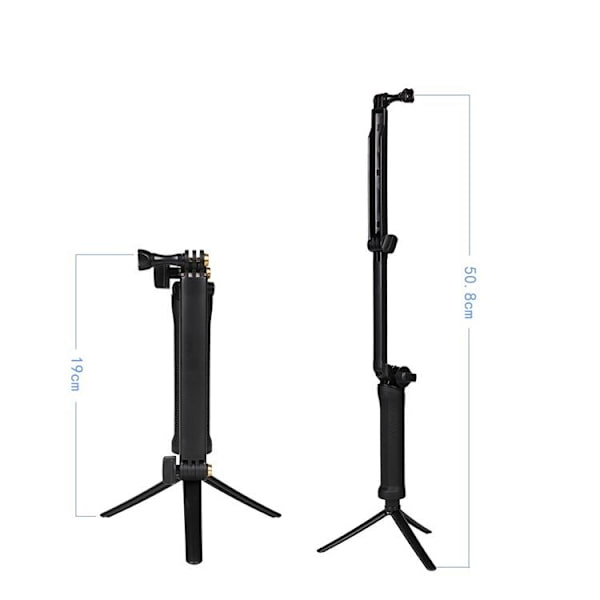 3IN1 Go Pro Monopod Tripod Med Selfie Hållare - Svart Svart