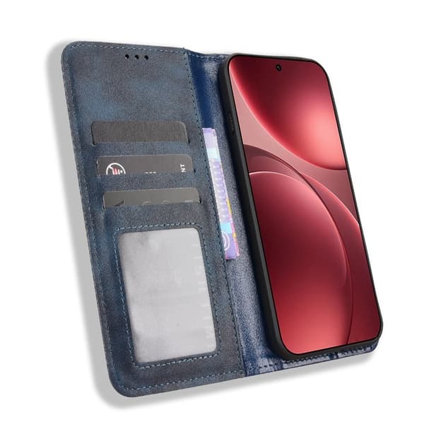 Oppo Find X9 Pro 5G Plånboksfodral Konstläder Retro Textur - Blå