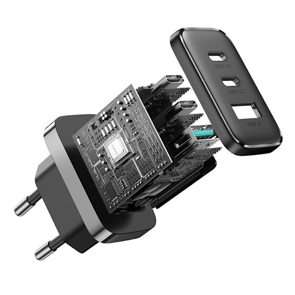 Joyroom Snabbladdare 2x USB-C USB-A 32W - Svart