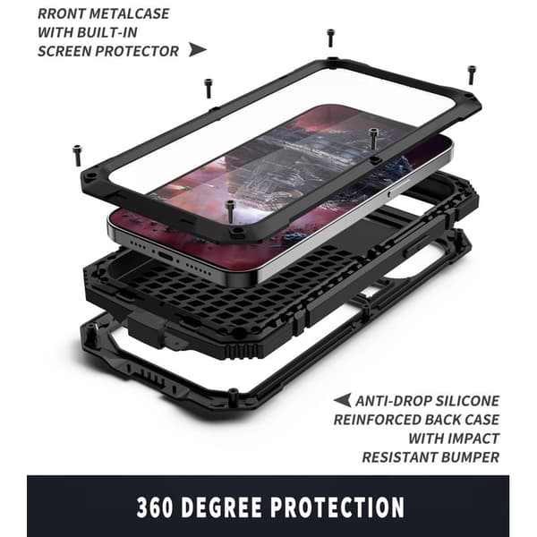 R-JUST Mobilskal till iPhone 13 Kickstand Slim Armor Silikon Svart