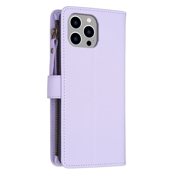 iPhone 15 Pro Max Pungeetui Zipper Flip - Lilla Lila