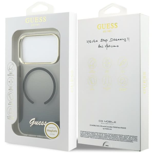 Guess Mobilskal För iPhone 17 Pro Max MagSafe IML Gradient Script Metal - Svart Svart