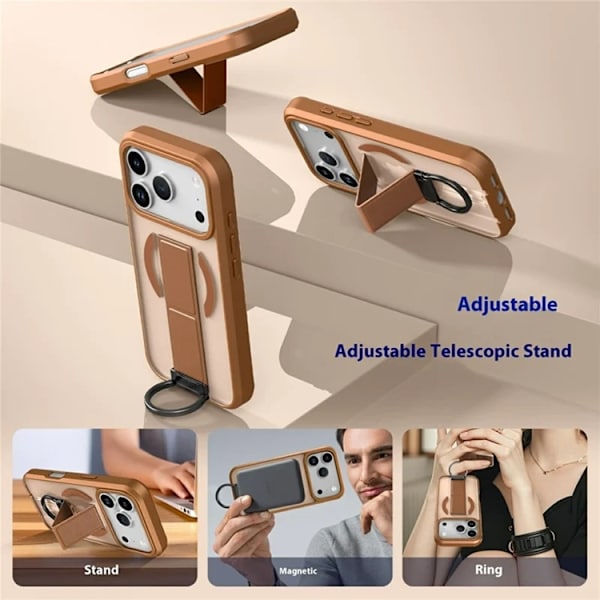 Mobilskal till iPhone 17 Pro Max Magsafe D-Ring Kickstand - Khaki Brun
