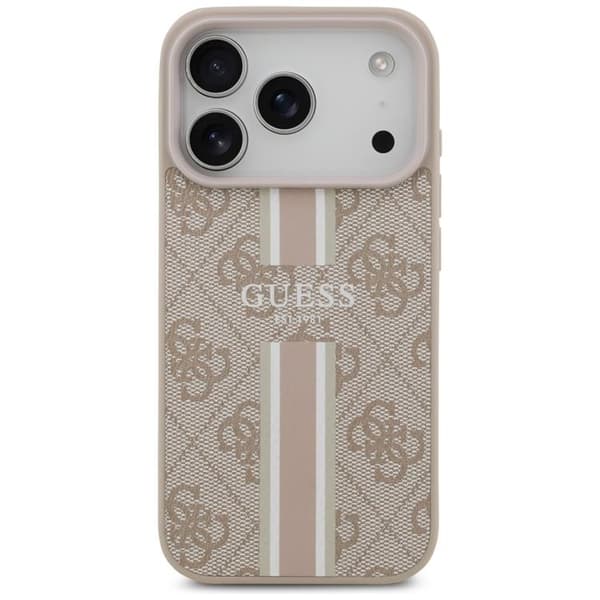 Guess telefontaske til iPhone 17 Pro MagSafe 4G trykte striber - lyserød Rosa