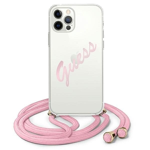 Guess Skal iPhone 12 & 12 Pro Script Vintage Strap - Rosa Rosa