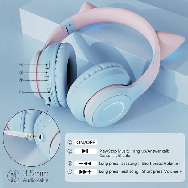 Over-Ear Hörlurar för Barn med Mic Justerbara Fällbara BT029C - Blå Blå