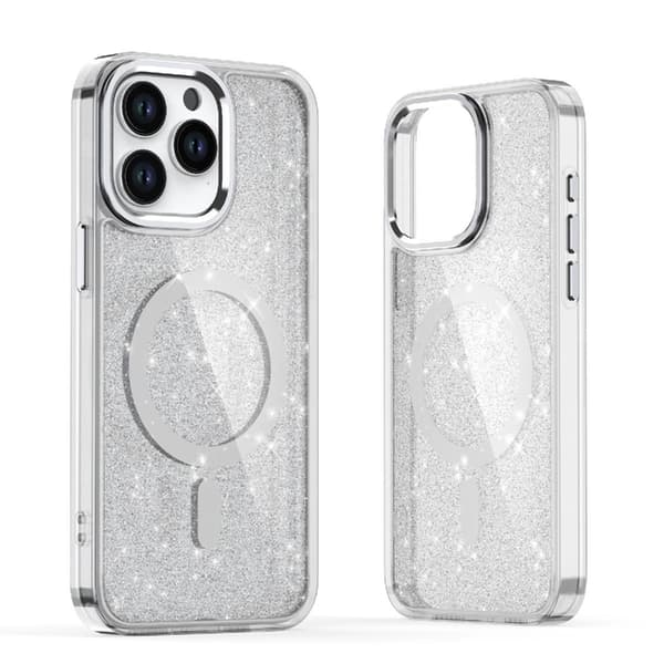 Telefontaske til iPhone 16 Pro Magsafe Glitter - Hvid Vit