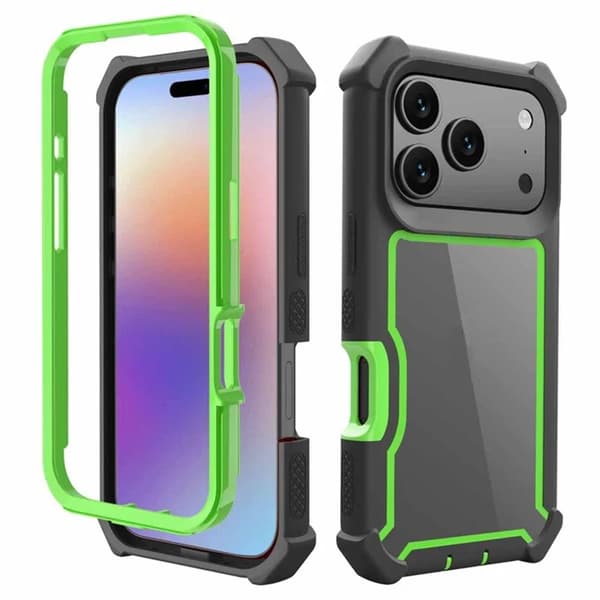 Mobilskal till iPhone 17 Pro TPU + PC Shockproof - Svart/Grön Grön