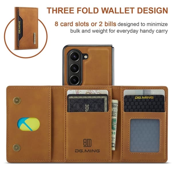 DG.MING M2 Kickstand Plånboksfodral Samsung Galaxy Z Fold5 - Brun