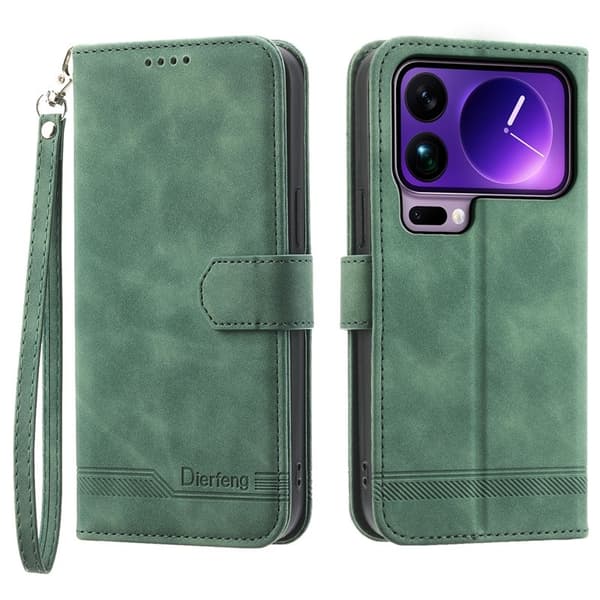 DIERFENG DF-03 Plånboksfodral för Xiaomi 17 Pro Max Konstläder - Grön