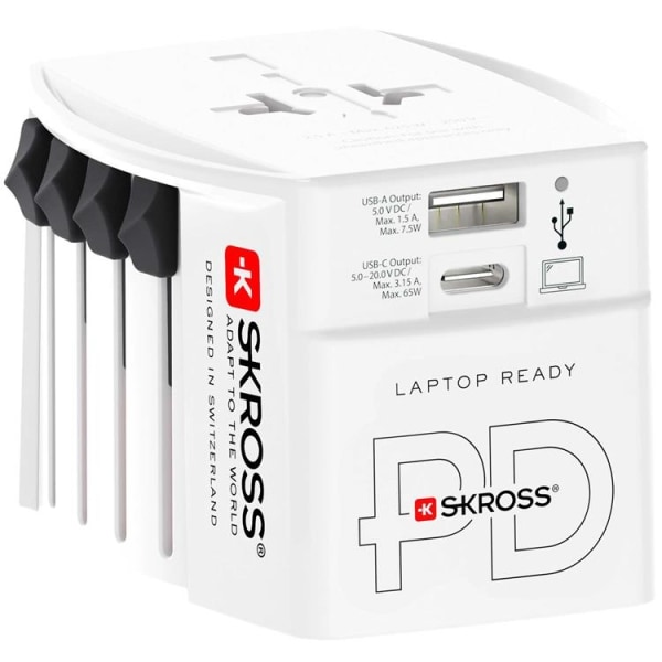 SKROSS World Adapter USB-A/USB-C - valkoinen