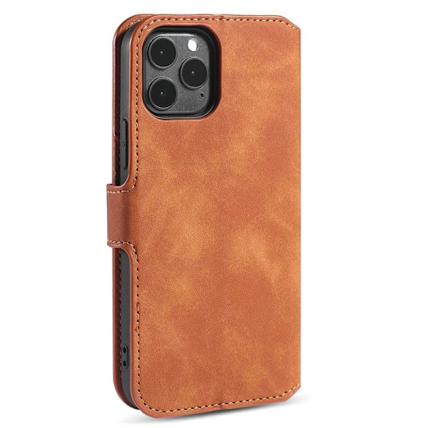 DG.MING Stand Plånboksfodral Retro Konstläder för iPhone 13 Pro - Brun