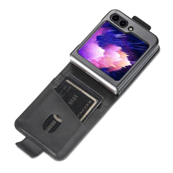 AZNS Samsung Galaxy Z Flip5 Plånboksfodral Konstläder - Svart